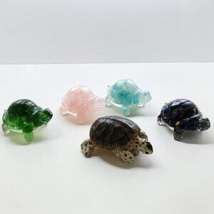 4+1 Pc LOT Collectible Adorable Mini (4) Glass (1) Resin TURTLES